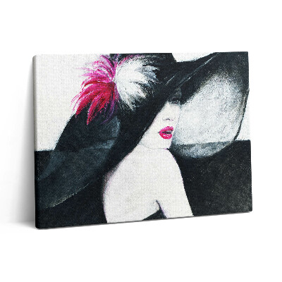 Pictură pe pânză 80x60 Portretul unei femei cu pălărie