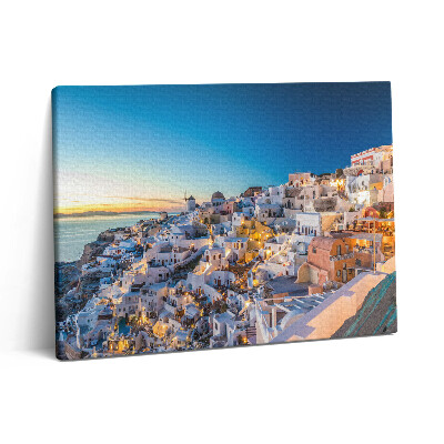 Pictură pe pânză 80x60 Apus de soare în Santorini