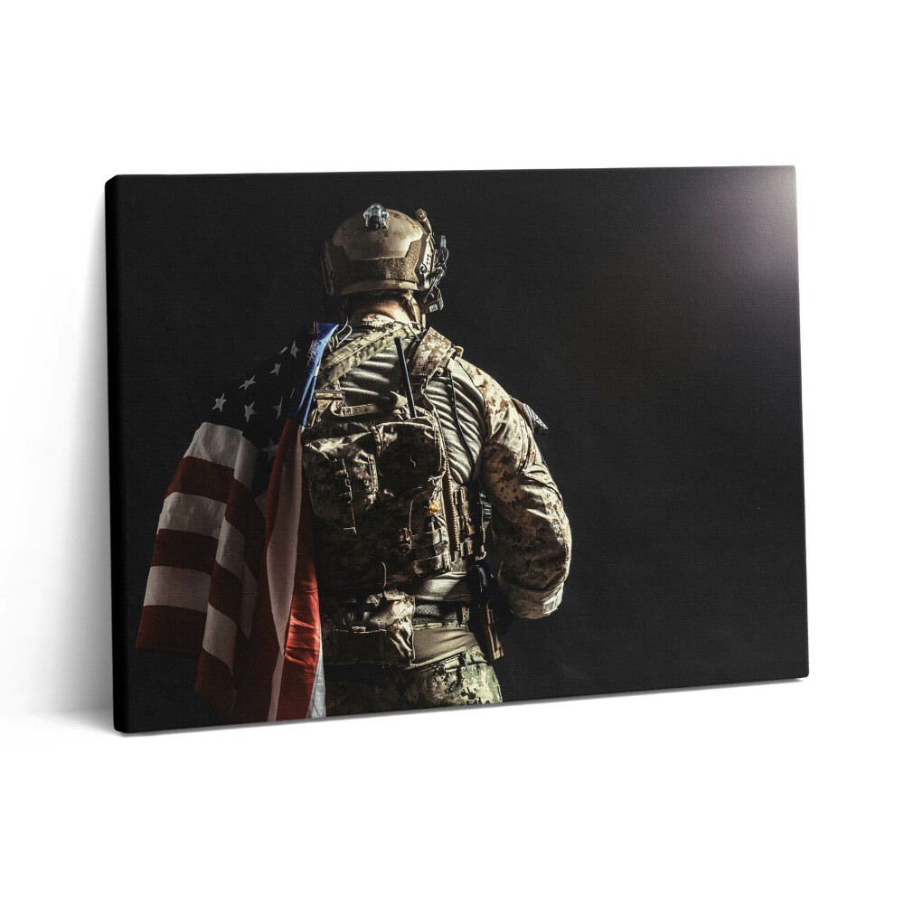 Pictură pe pânză 80x60 Soldat cu un steag