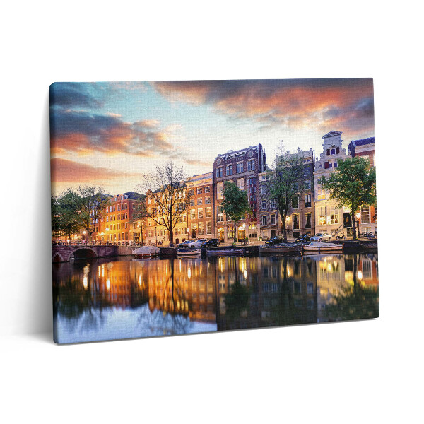 Pictură pe pânză 80x60 Case Amsterdam Olanda