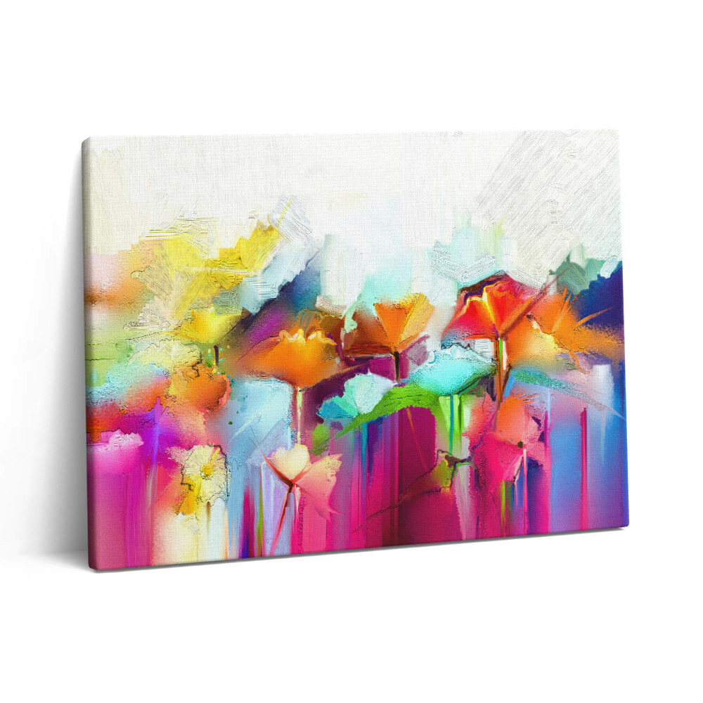 Pictură pe pânză 80x60 Pictură abstractă cu flori