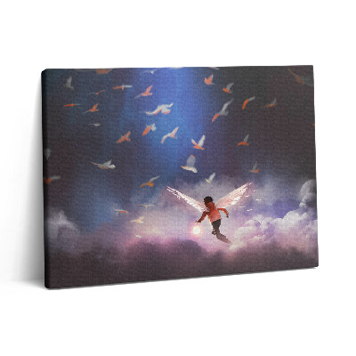 Pictură pe pânză 80x60 Băiat cu aripi de înger