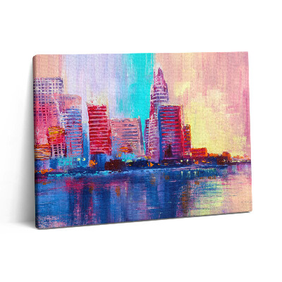Pictură pe pânză 80x60 Abstracție a zgârie-norilor orașului