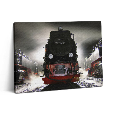 Pictură pe pânză 80x60 Locomotive noaptea