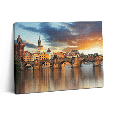 Pictură pe pânză 80x60 Panoramă a orașului și a podului