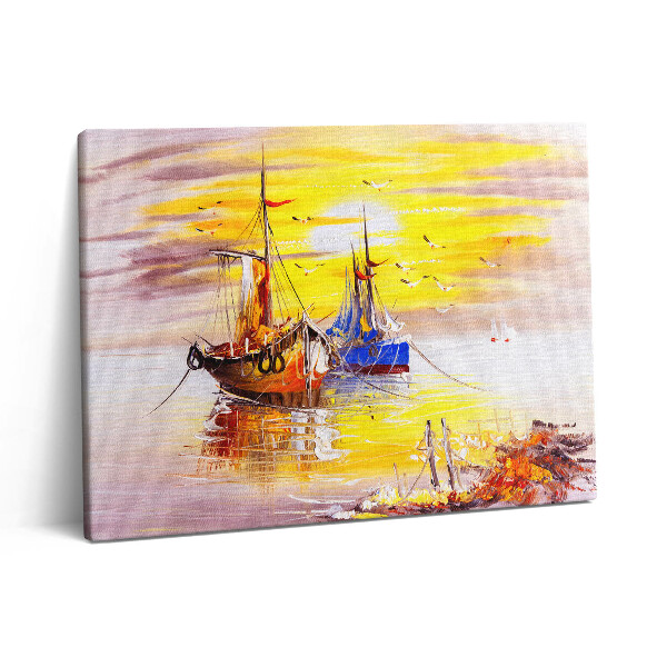 Pictură pe pânză 80x60 Bărci pictate