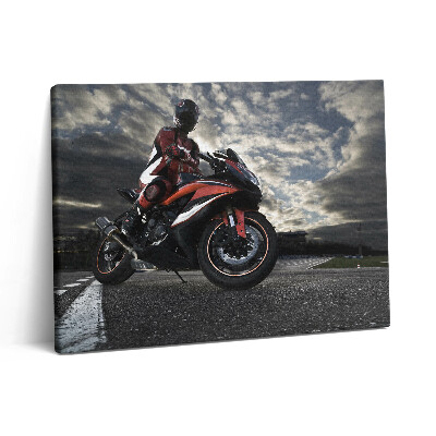 Pictură pe pânză 80x60 Bărbat pe motocicletă