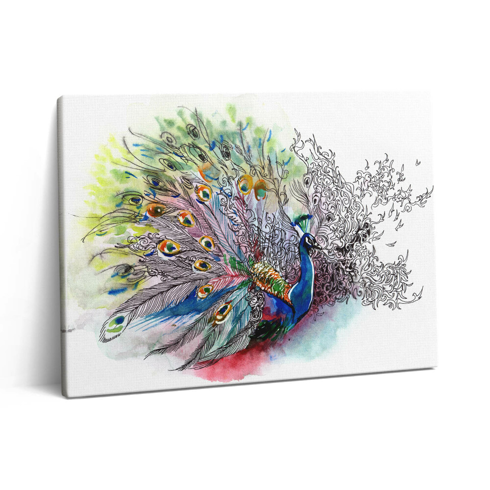 Pictură pe pânză 80x60 Păun colorat