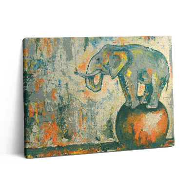 Pictură pe pânză 80x60 Figură pictată a unui elefant pe o minge