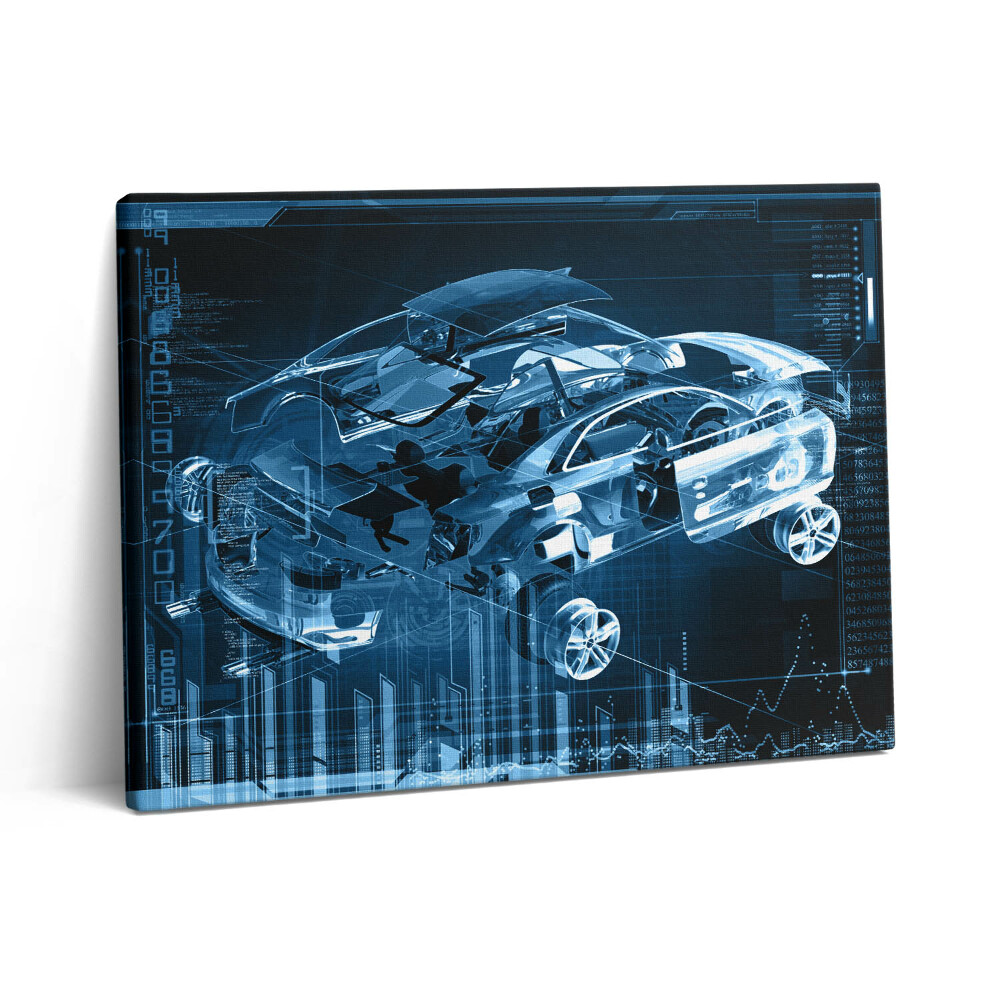 Pictură pe pânză 80x60 Ilustrație a unei mașini dezasamblate