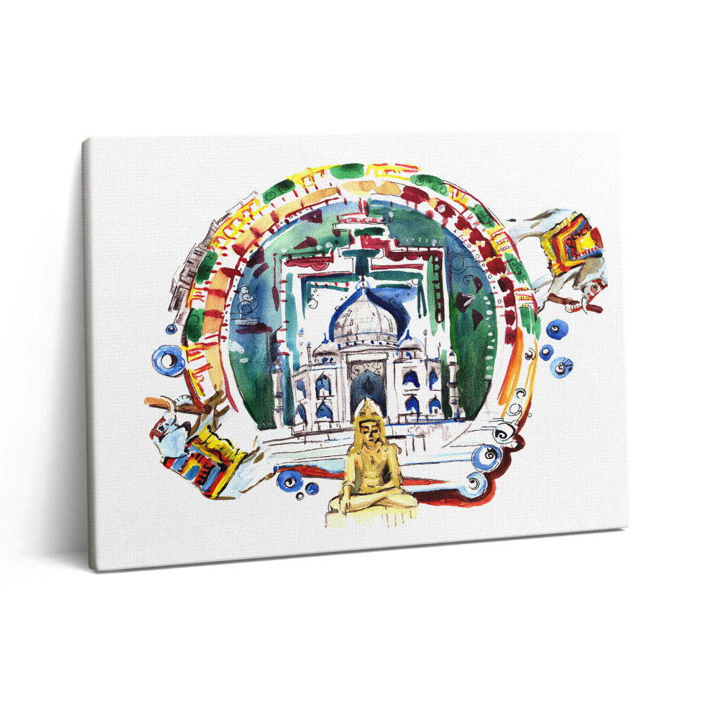 Pictură pe pânză 80x60 Pictura lui Buddha într-un templu