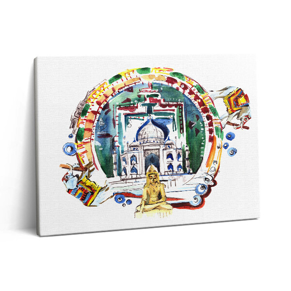 Pictură pe pânză 80x60 Pictura lui Buddha într-un templu