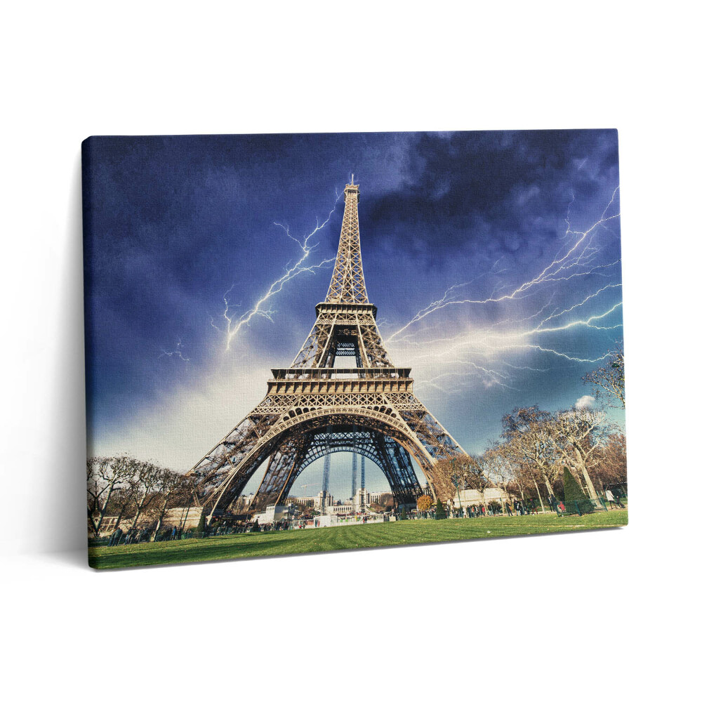 Pictură pe pânză 80x60 Fulger și furtună pe Turnul Eiffel