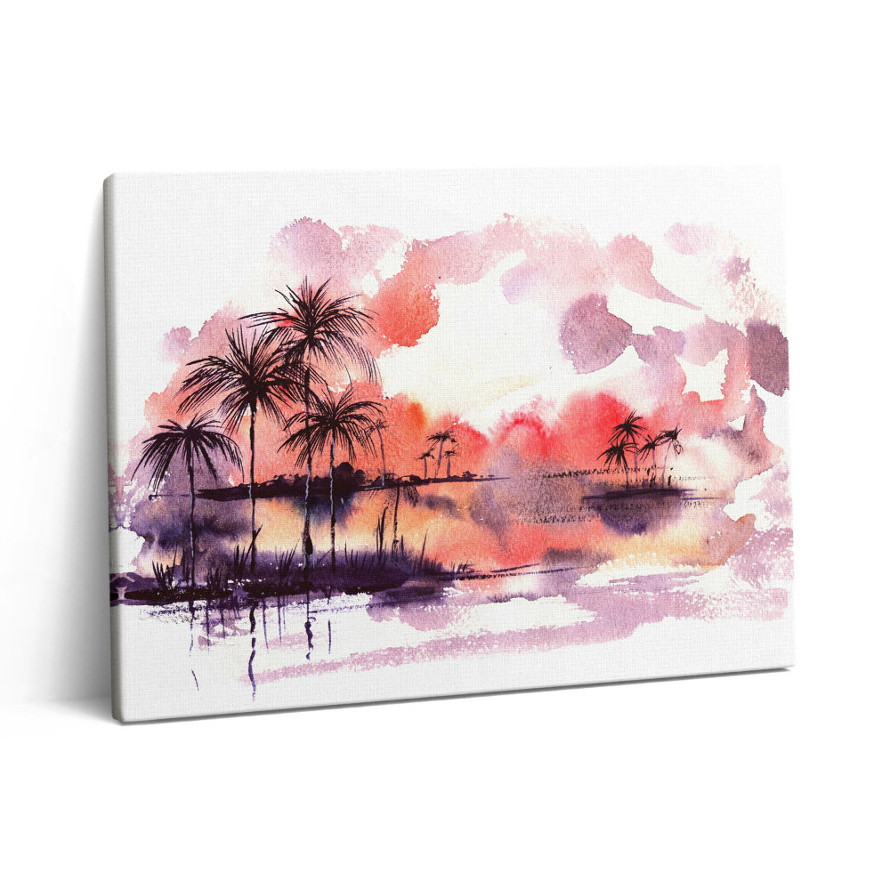 Pictură pe pânză 80x60 Peisaj tropical în acuarelă