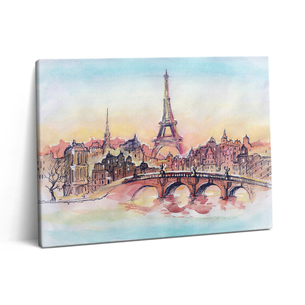 Pictură pe pânză 80x60 Vedere pictată a Parisului