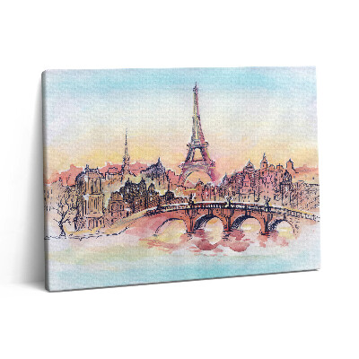 Pictură pe pânză 80x60 Vedere pictată a Parisului