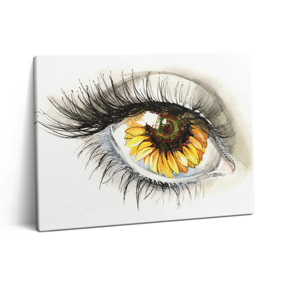 Pictură pe pânză 80x60 Reflexia florii-soarelui în ochi