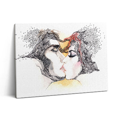 Pictură pe pânză 80x60 Sărut de cuplu de dragoste abstractă