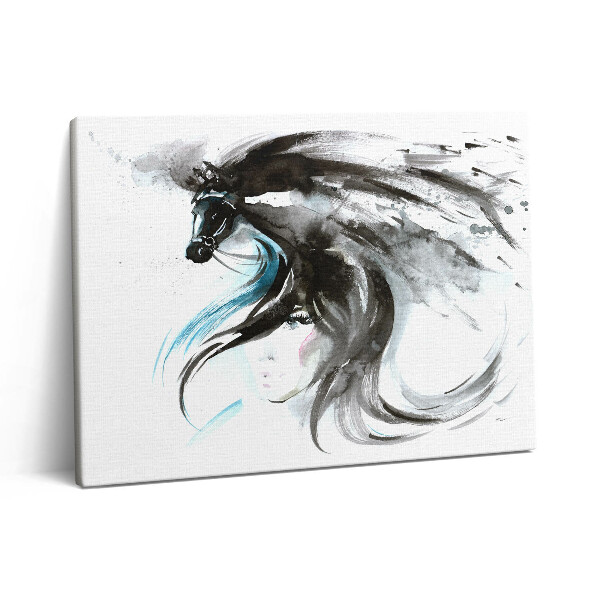 Pictură pe pânză 80x60 Rezumat pictat al unui cal