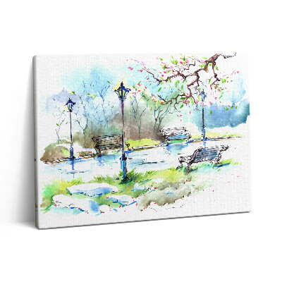 Pictură pe pânză 80x60 Vedere pitorească a primăverii în parc