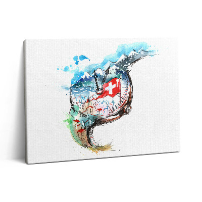Pictură pe pânză 80x60 ceas elvețian