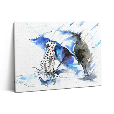 Pictură pe pânză 80x60 Acuarelă dalmată sub umbrelă