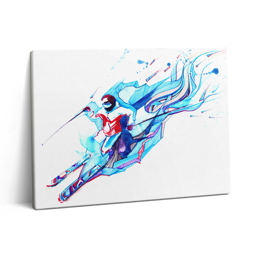 Pictură pe pânză 80x60 Ilustrație a unui schior