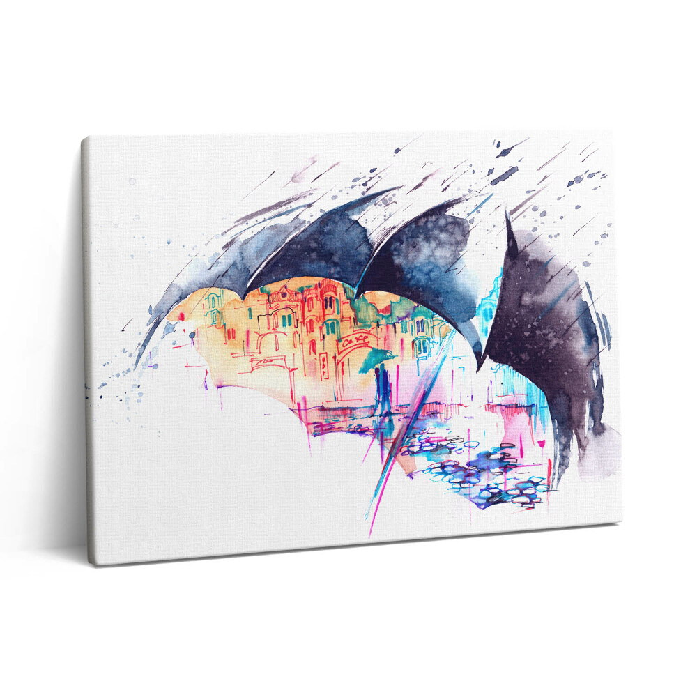 Pictură pe pânză 80x60 Umbrelă de ploaie și oraș