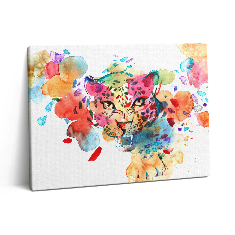 Pictură pe pânză 80x60 Pisică sălbatică colorată abstractizare