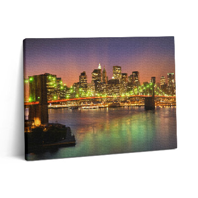 Pictură pe pânză 80x60 Podul Brooklyn noaptea