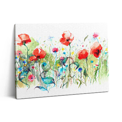 Pictură pe pânză 80x60 Maci în pajiște