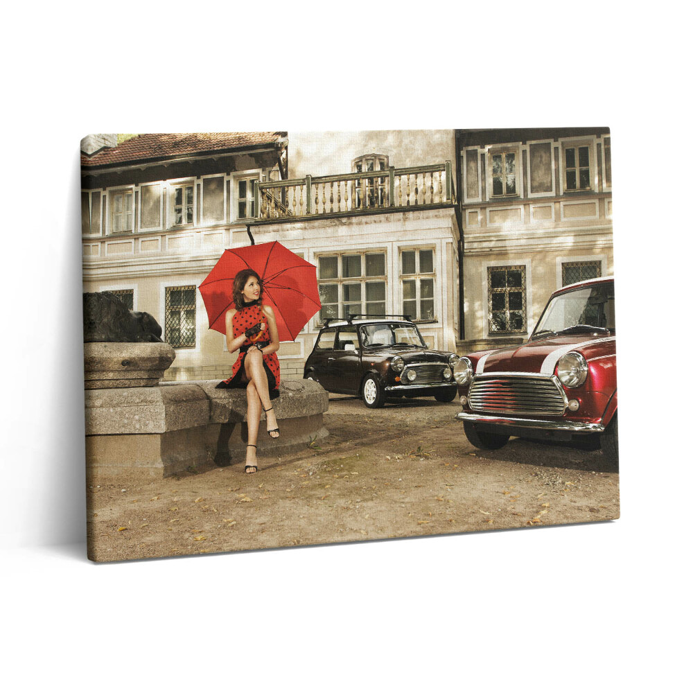 Pictură pe pânză 80x60 Mașini de școală veche