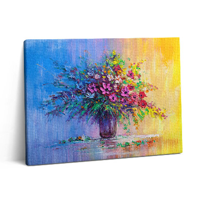 Pictură pe pânză 80x60 Flori într-o vază