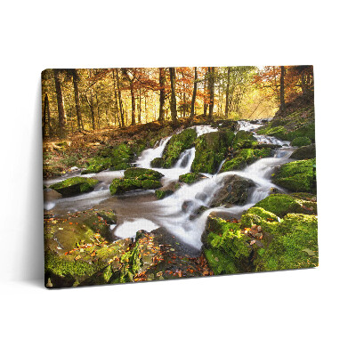 Pictură pe pânză 80x60 Un pârâu în pădurea de toamnă