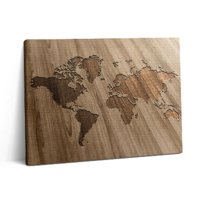 Pictură pe pânză 80x60 Hartă a lumii pe lemn