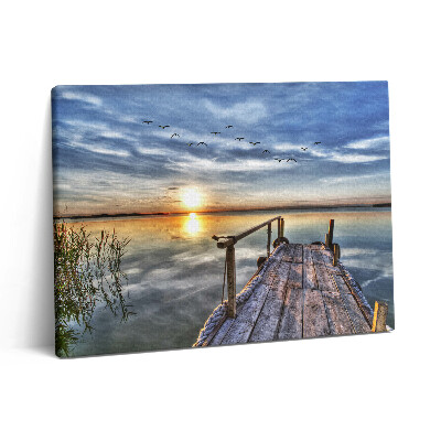 Pictură pe pânză 80x60 Apus de soare peste lac