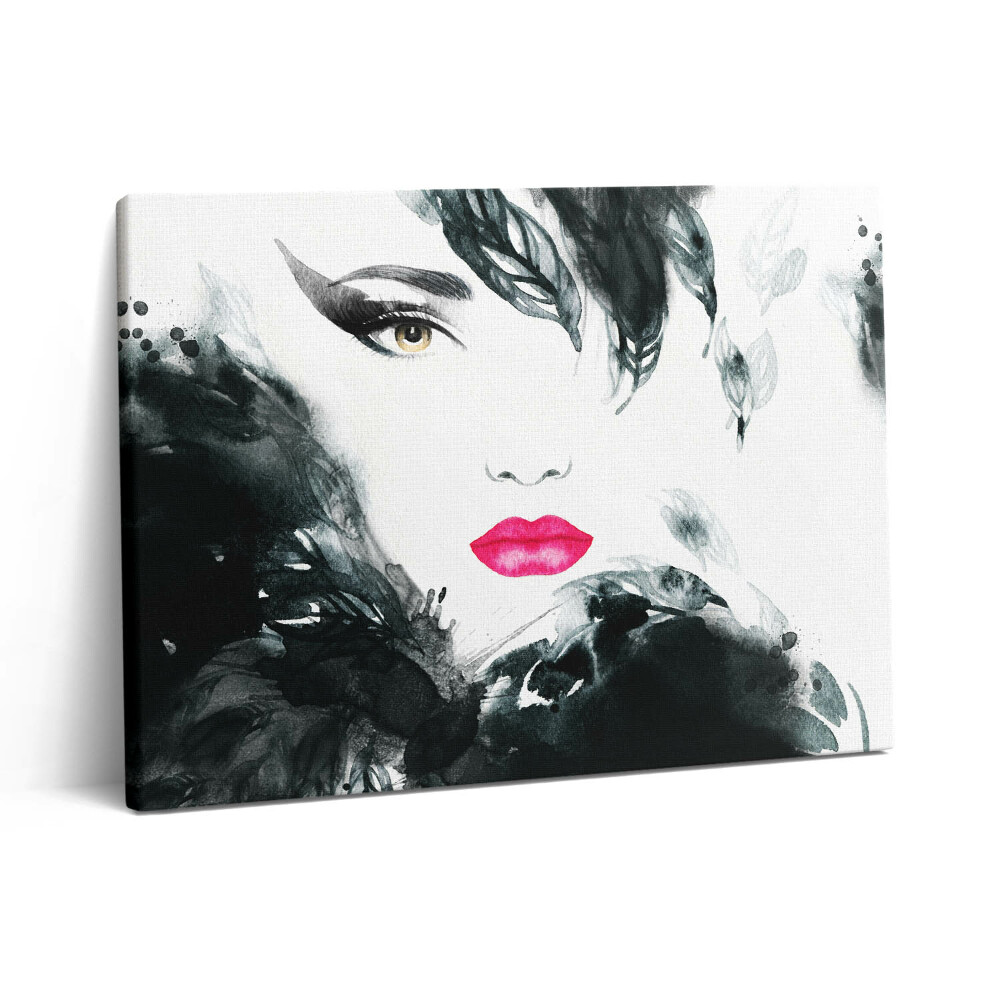 Pictură pe pânză 80x60 Portretul unei femei cu buze roșii