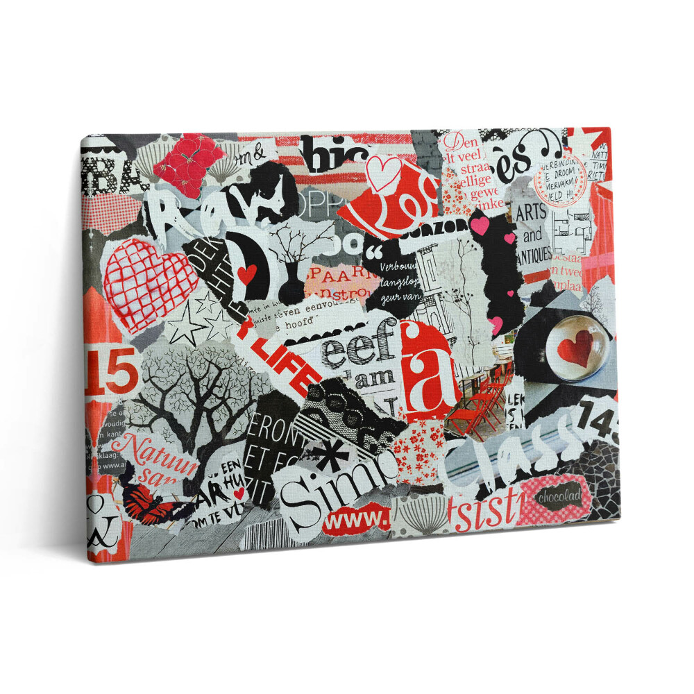 Pictură pe pânză 80x60 Moodboard cu inimioare