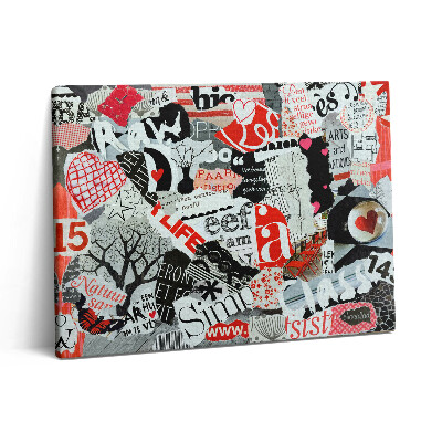 Pictură pe pânză 80x60 Moodboard cu inimioare