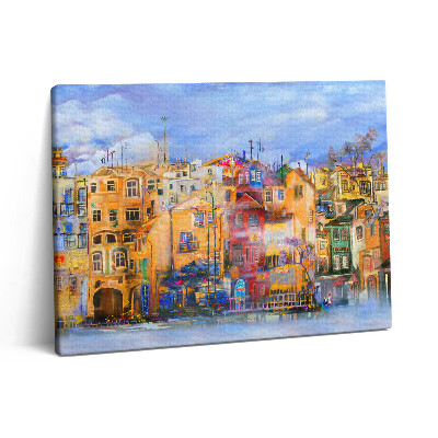 Pictură pe pânză 80x60 Pictură în ulei care înfățișează arhitectura orașului