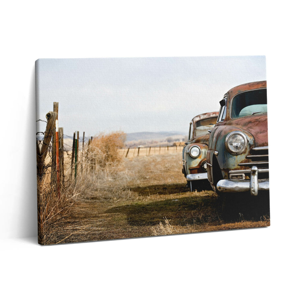 Pictură pe pânză 80x60 Mașini vechi abandonate
