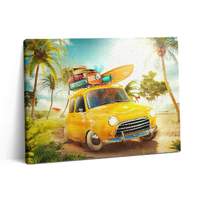 Pictură pe pânză 80x60 Mașină cu placă de surf