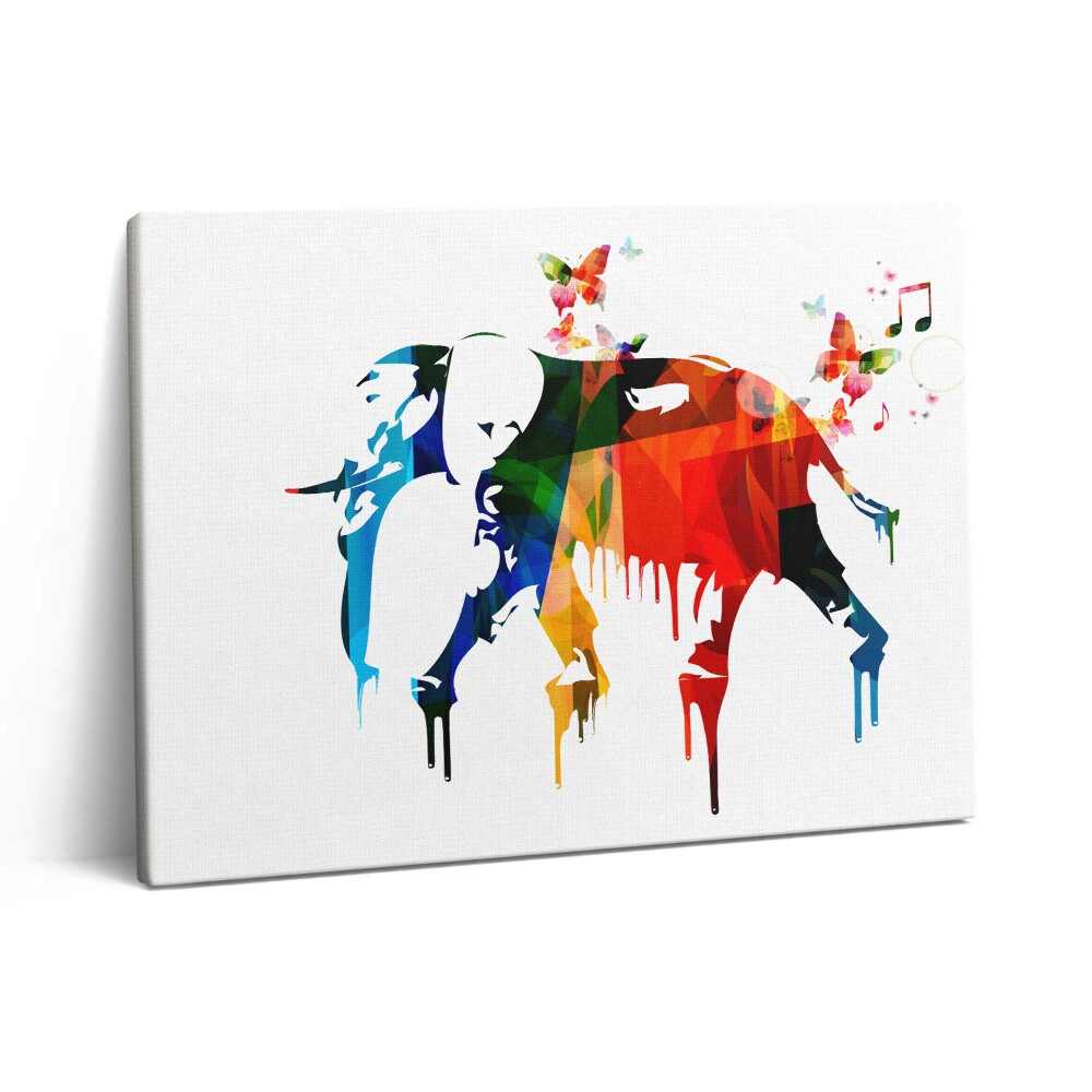 Pictură pe pânză 80x60 Elefant pictat colorat