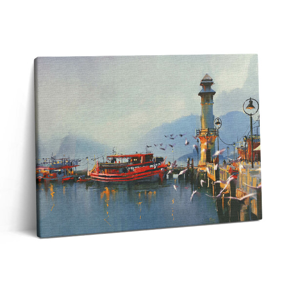 Pictură pe pânză 80x60 Barcă de pescuit în port