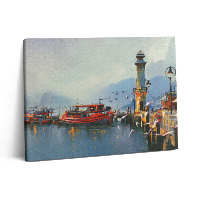 Pictură pe pânză 80x60 Barcă de pescuit în port