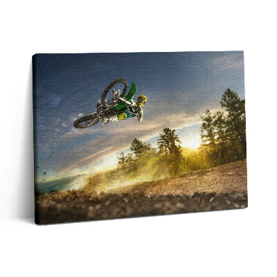 Pictură pe pânză 80x60 Motocross și pădure