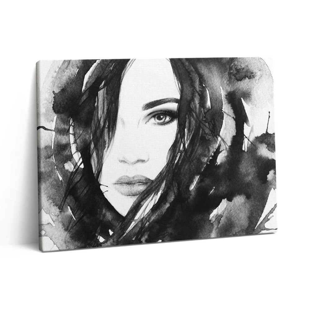 Pictură pe pânză 80x60 Portret în acuarelă al unei femei