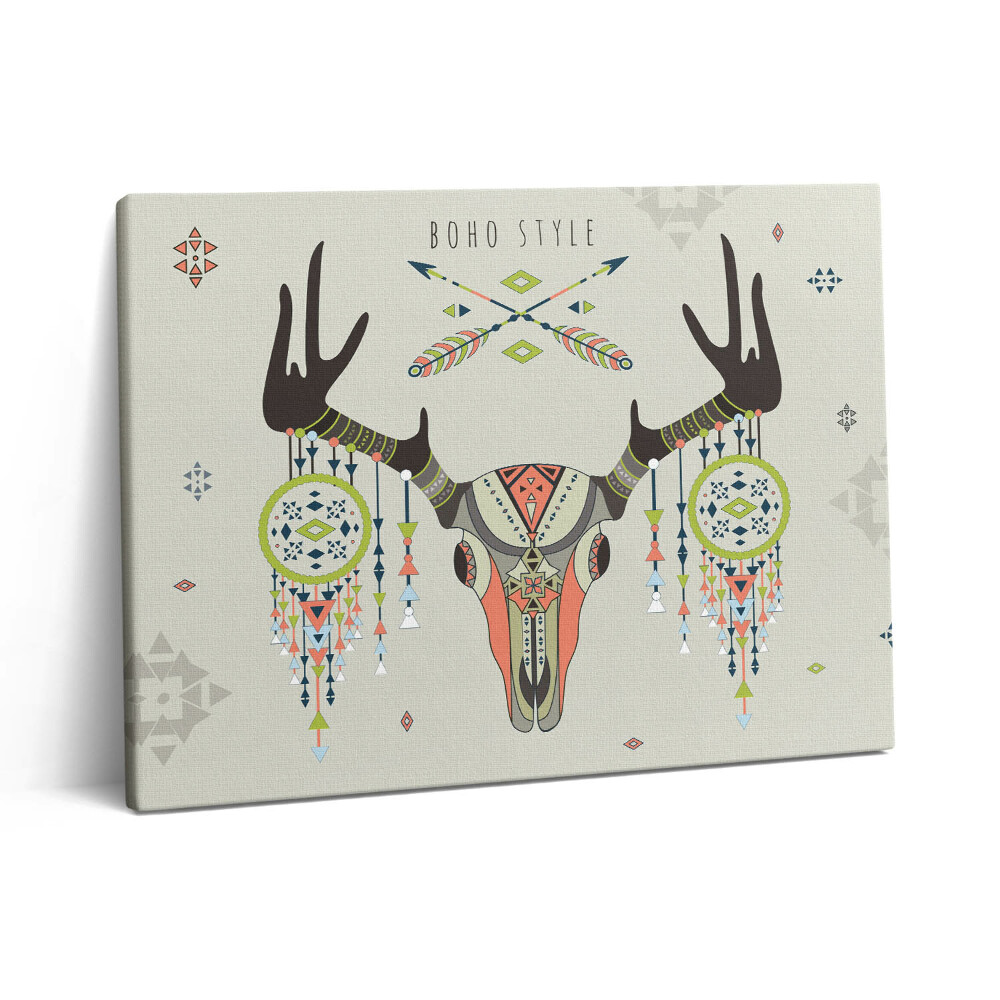 Pictură pe pânză 80x60 Craniu de cerb și prinzător de vise