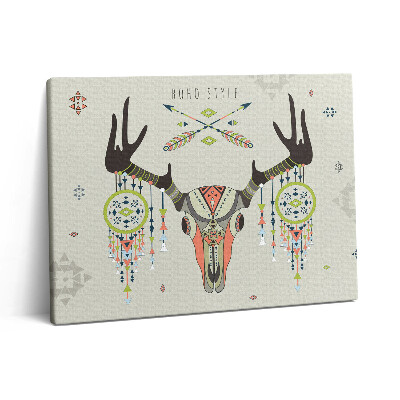 Pictură pe pânză 80x60 Craniu de cerb și prinzător de vise