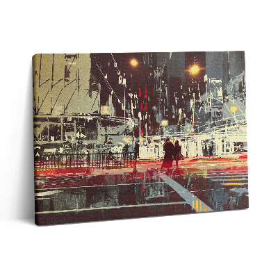 Pictură pe pânză 80x60 Scenă de oraș nocturnă